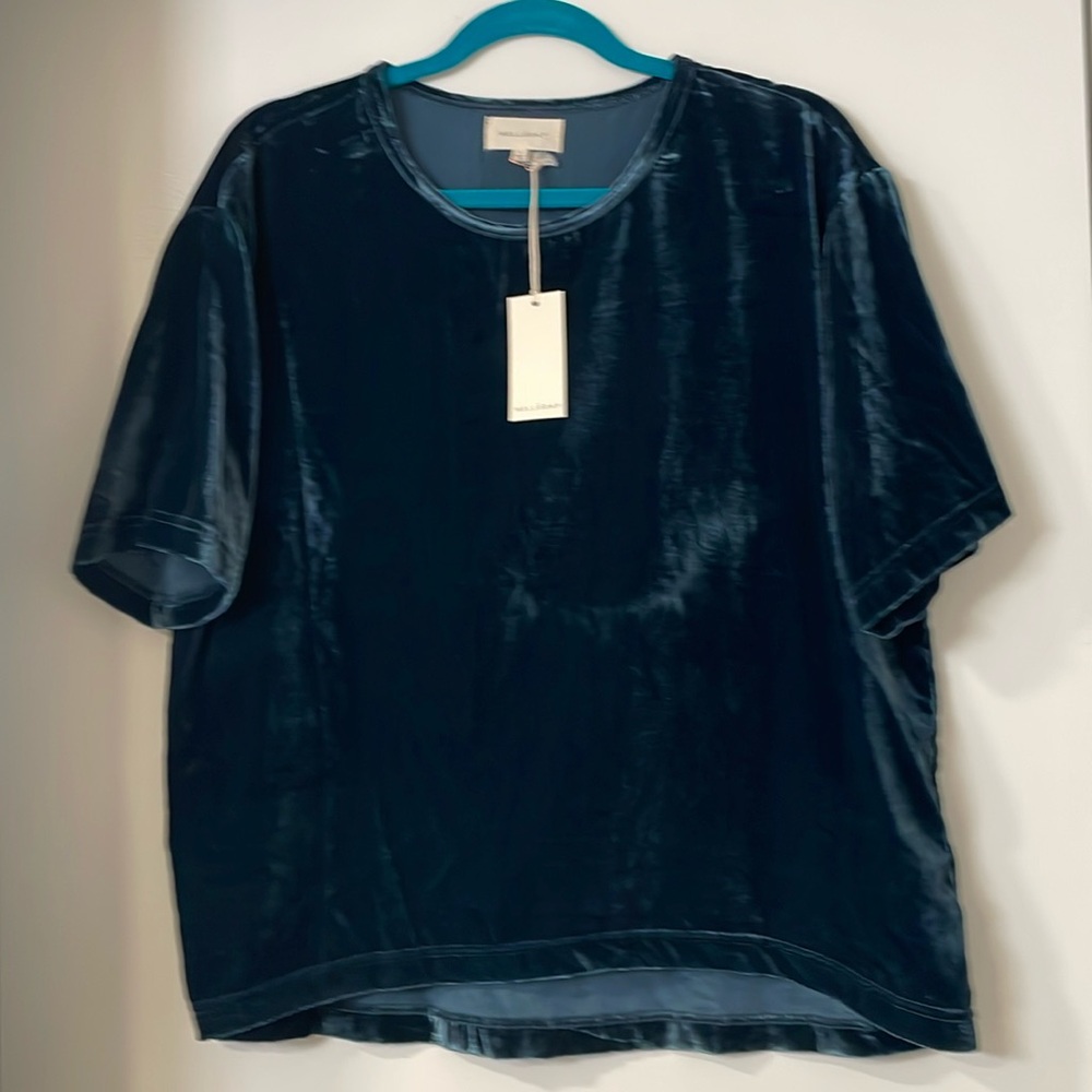 NWT melloday short sleeve velvet top